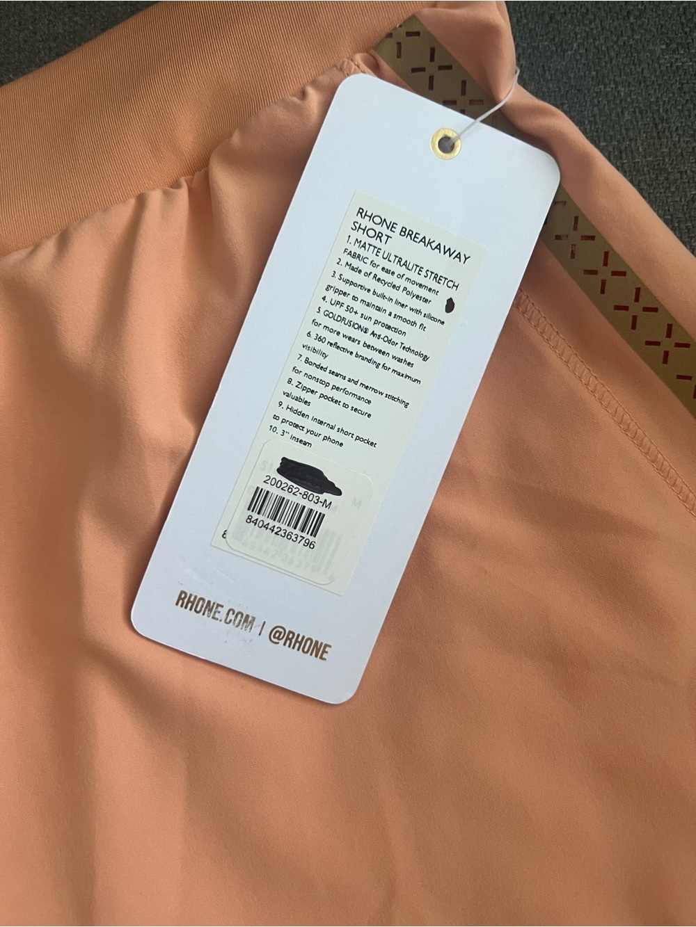 RHÔNE Breakaway Short - Orange, size L NWT - Picture 10 of 11
